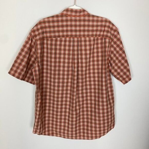 Eddie Bauer Short Sleeve Button Down Shirt Orange Mens Large - Picture 3 of 4